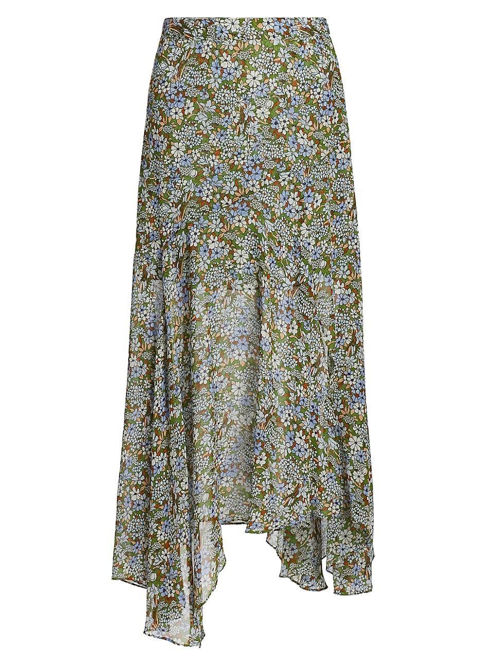 Womens Shilpa Asymmetric Floral Maxi Skirt Product Image