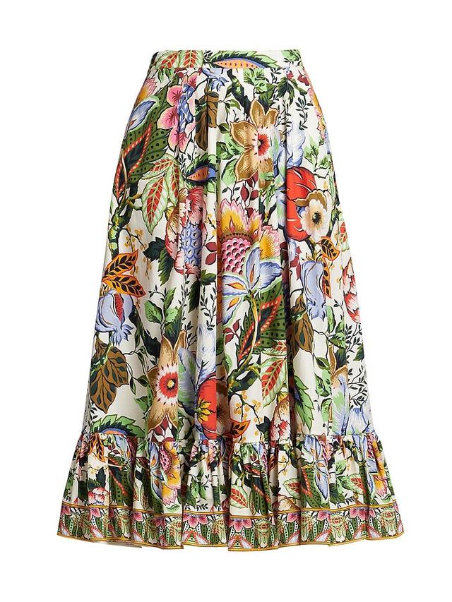 Womens Tree of Life Cotton Floral Midi-Skirt Product Image