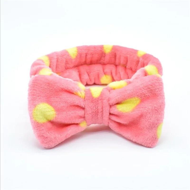 Polka Dot Coral Fleece Face Wash Headband (Various Designs) Product Image