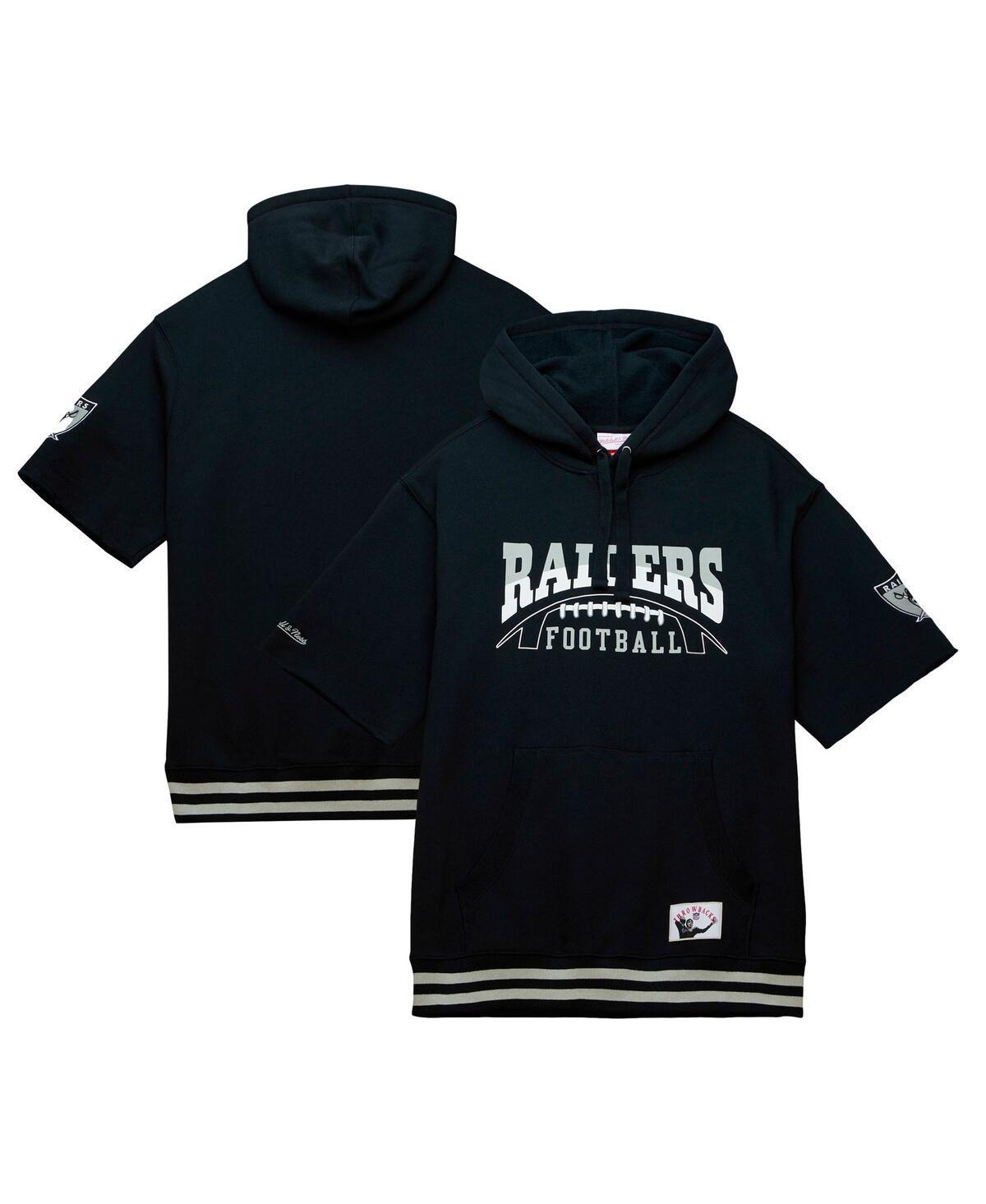 Mens Mitchell & Ness Black Las Vegas Raiders Pre-Game Short Sleeve Pullover Hoodie Product Image