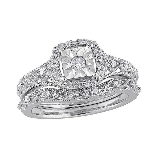 Stella Grace Sterling Silver 1/5 ct. T.W. Diamond Engagement Ring Set, Womens Product Image