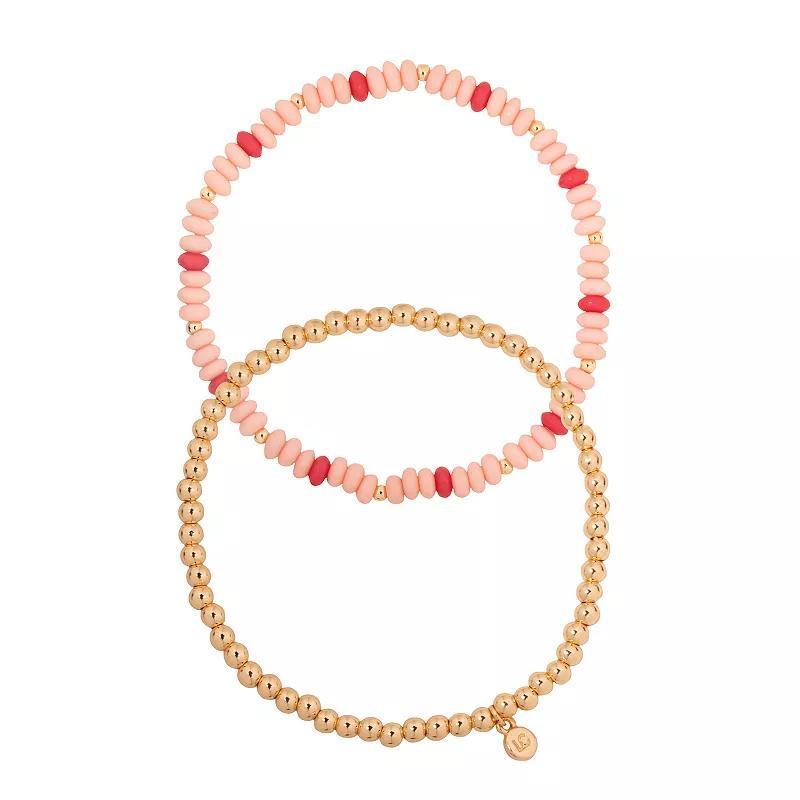 LC Lauren Conrad Beaded Stretch Bracelet Duo Set, Womens, Pink Product Image