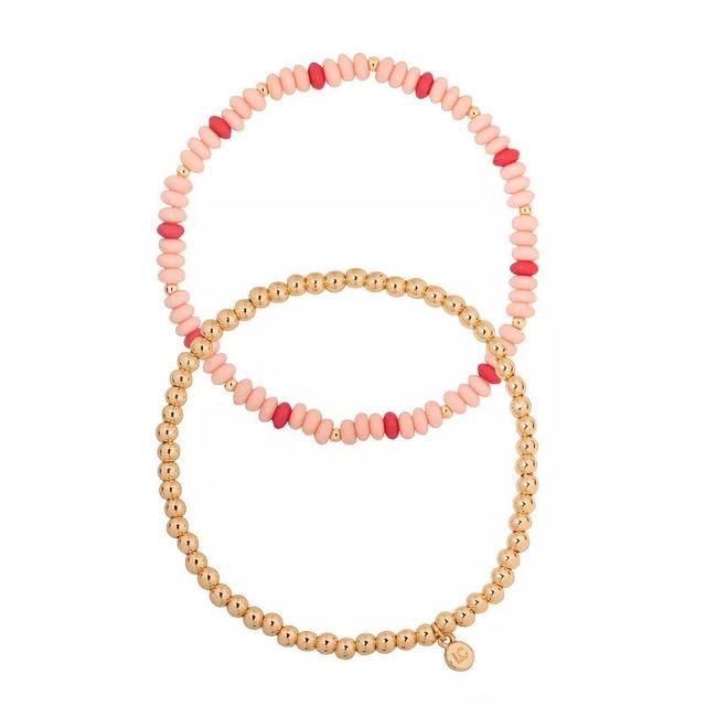 LC Lauren Conrad Beaded Stretch Bracelet Duo Set, Womens, Pink Product Image