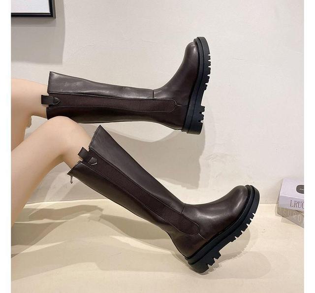 Faux Leather Platform Tall Chelsea Boots Product Image