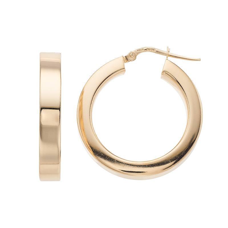 Sterling Silver Hollow Square Hoop Earrings, Womens, 14k Gold Over Product Image