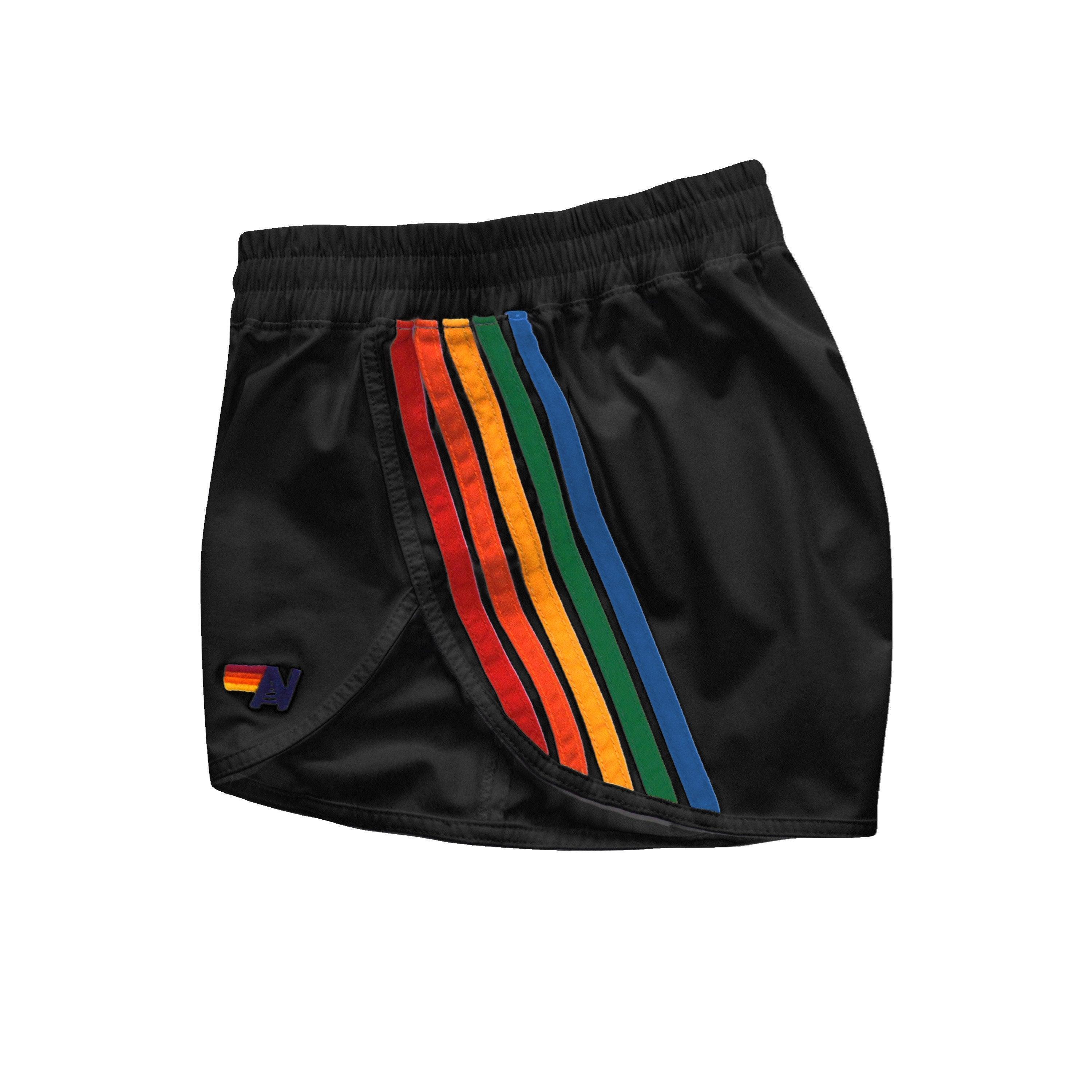 WOMEN'S 5 STRIPE FLEX BOARD SHORTS - BLACK // RAINBOW Female Product Image