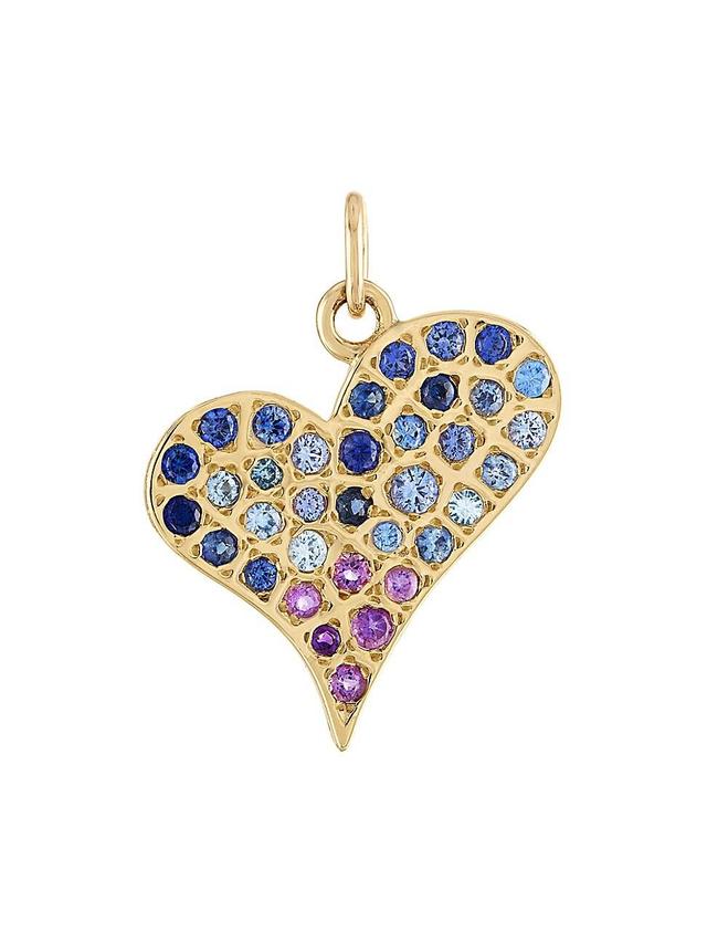 Womens Graffito 14K Yellow Gold, Blue Sapphire & Amethyst Heart Charm Pendant Product Image