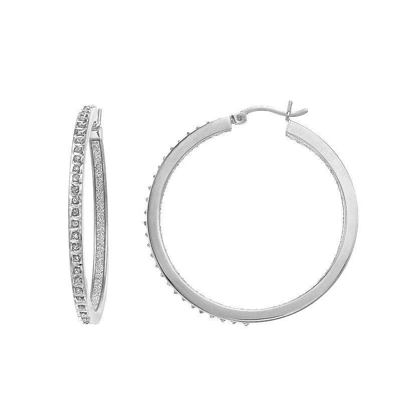 Diamond Mystique Sterling Silver Diamond Accent Hoop Earrings, Womens, White Product Image