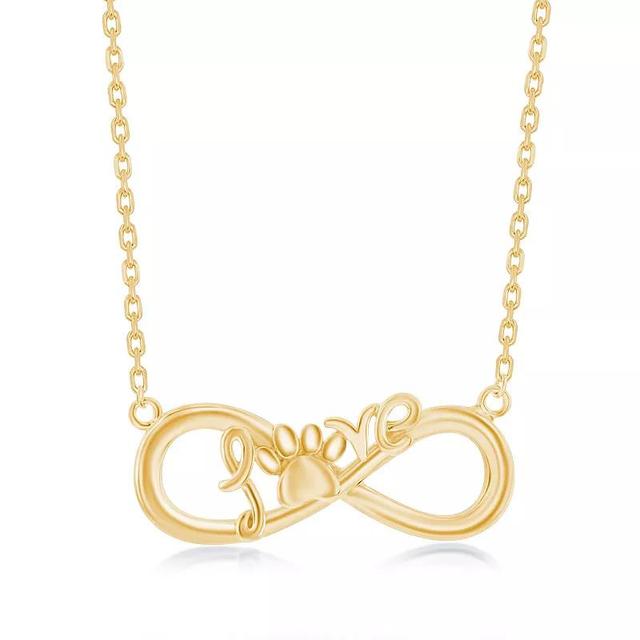 Argento Bella Infinity Love Paw Print Necklace, Womens Gold Tone Product Image