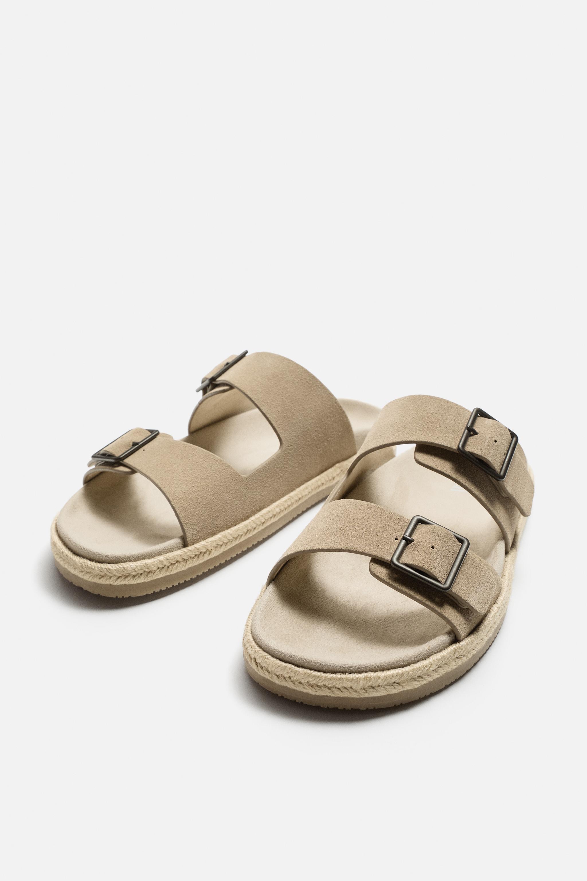 DOUBLE STRAP LEATHER SANDALS Product Image