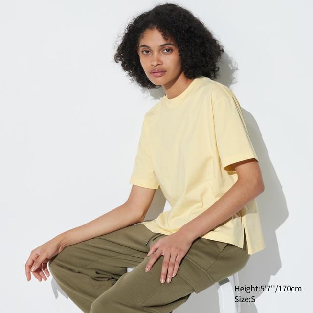 Womens Airism Cotton Short-Sleeve T-Shirt Cream XS UNIQLO US Product Image