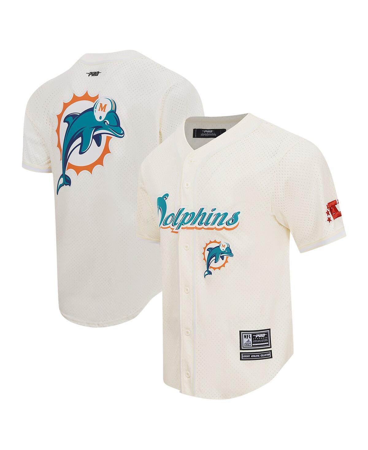 Pro Standard Mens Cream Miami Dolphins Retro Classic Mesh Button-Up Shirt Product Image