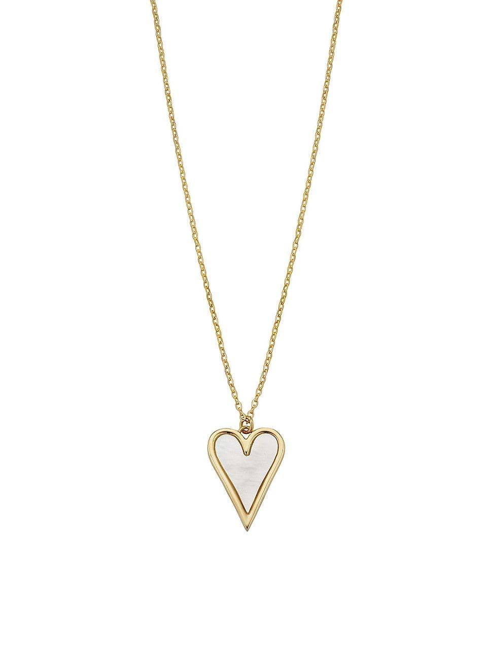 Womens 14K Yellow Gold Mother of Pearl My Heart Pendant Necklace Product Image