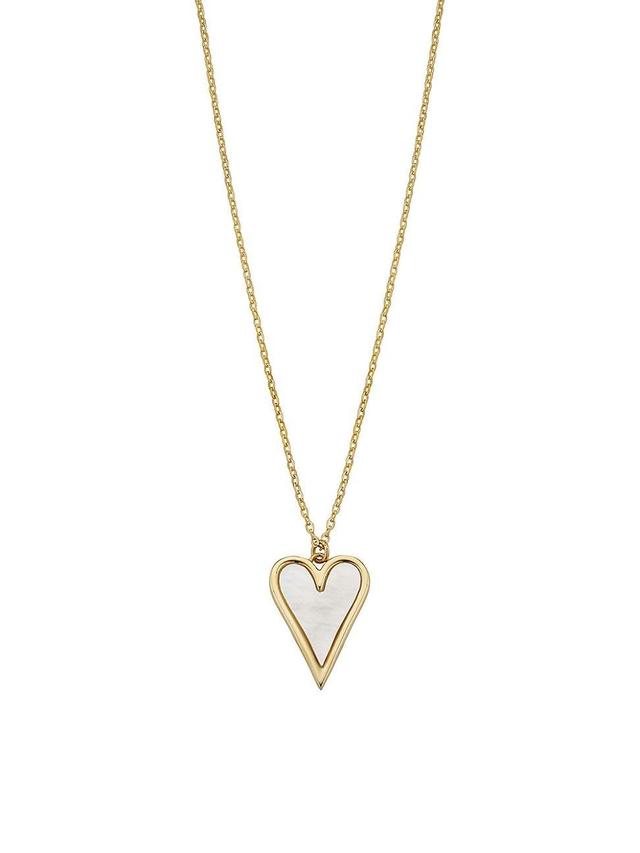 Womens 14K Yellow Gold Mother of Pearl My Heart Pendant Necklace Product Image