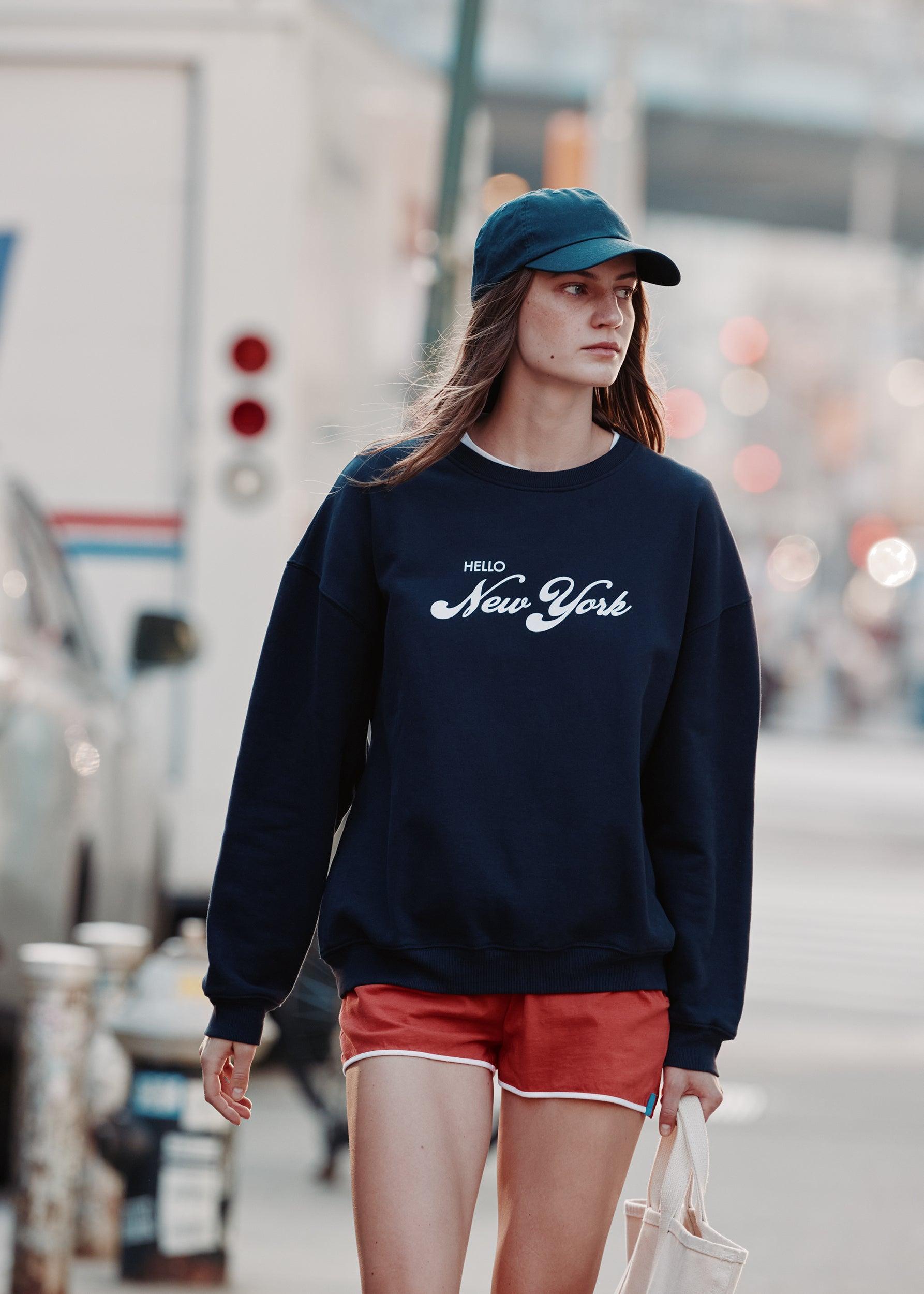 The Oversized Hello New York Sweatshirt - Navy Female Product Image