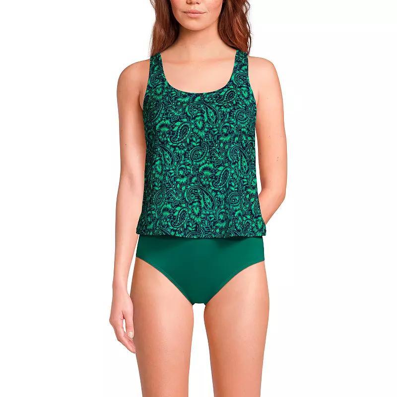 Womens Lands End Chlorine Resistant Scoop Neck One Piece Fauxkini Swimsuit Product Image