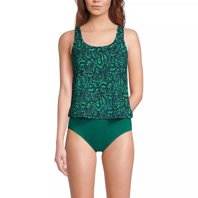 Lands End Womens Long Chlorine Resistant One Piece Scoop Neck Fauxkini Swimsuit - Navy Product Image