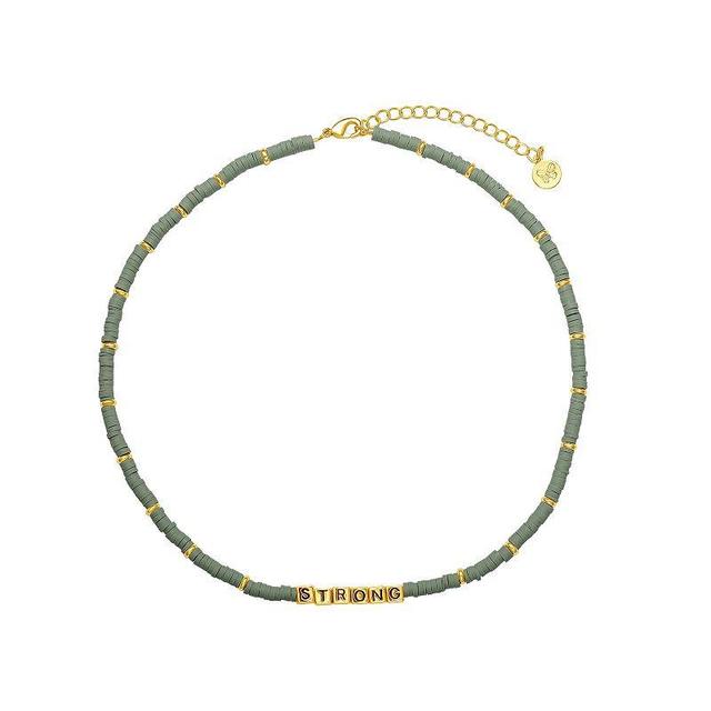 18k Gold Plated Strong Green Disc Bead Necklace, Womens Product Image