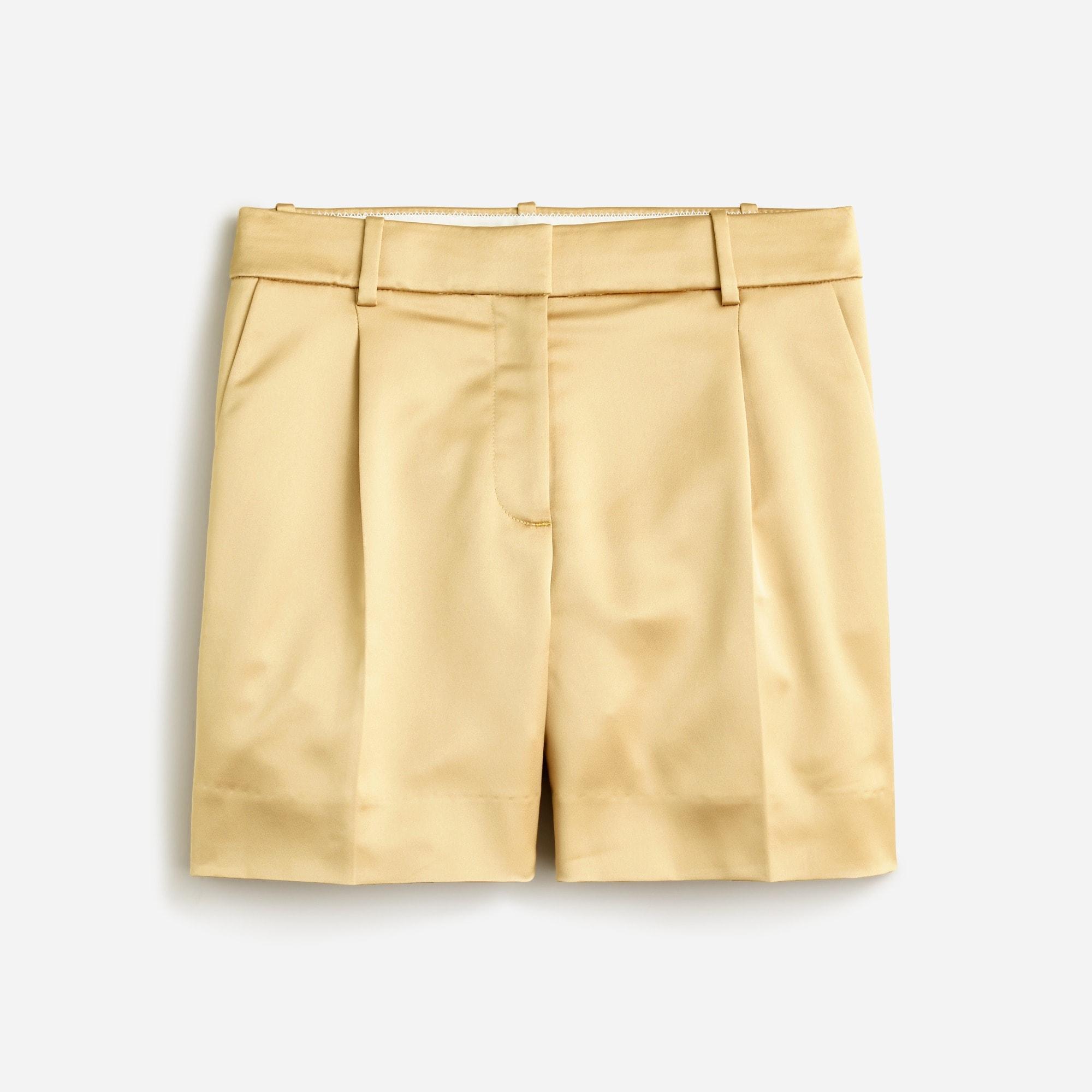 Pleated suit short in tailored satin Product Image