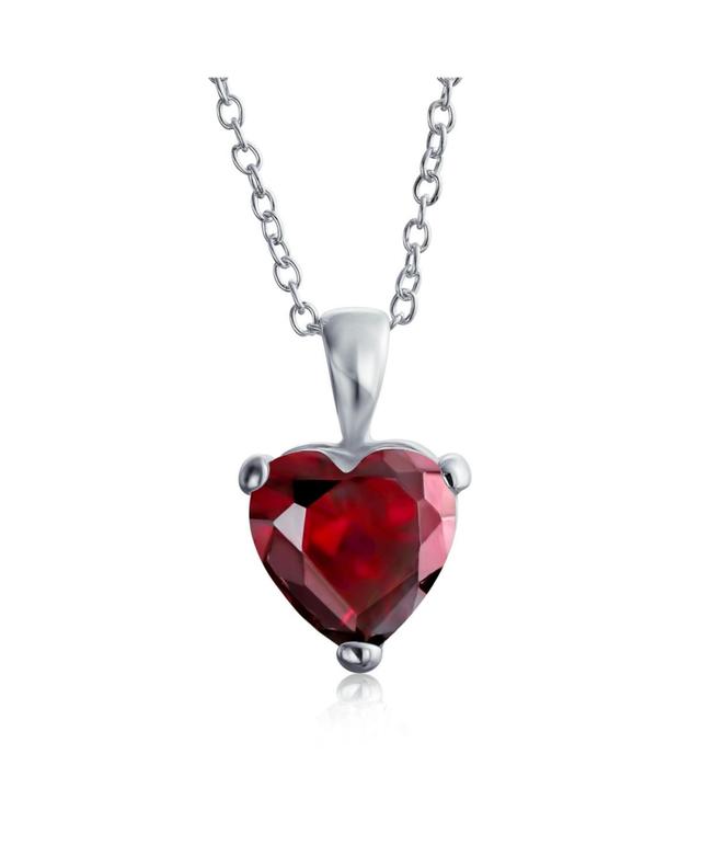 Timeless Elegance 5CT Heart-Shaped Bridal Solitaire Pendant Necklace - .925 Sterling Silver, Aaa Cz Cubic Zirconia, for Women Teen - Red Product Image