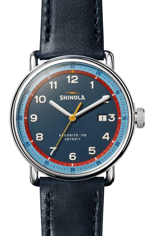 SHINOLA The Canfield Model C56 Leather Strap Watch, 43mm In Gtblue Product Image