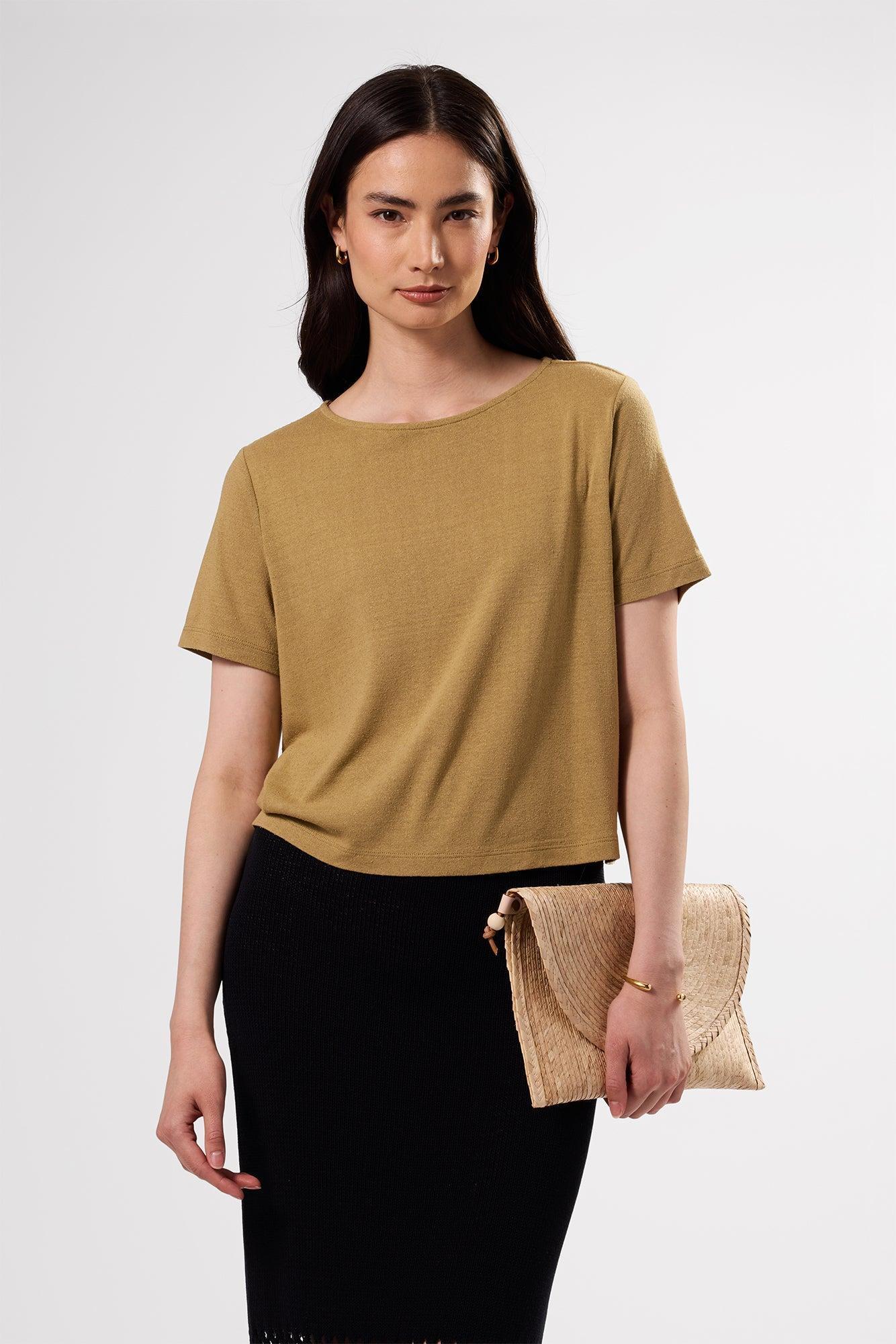 Yvette Silk Knit Tee - Elm Product Image