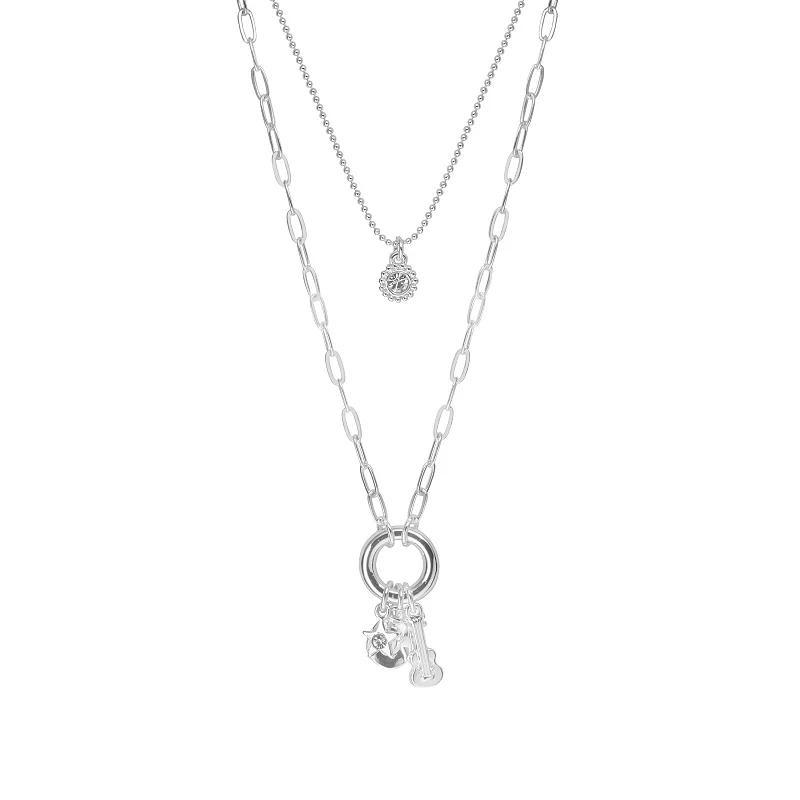 LC Lauren Conrad Silver Tone Western Musical Charm Necklace, Womens, Clear Product Image