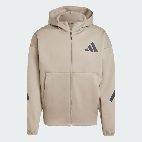 adidas Z.N.E. Full-Zip Hooded Track Jacket White S Mens Product Image