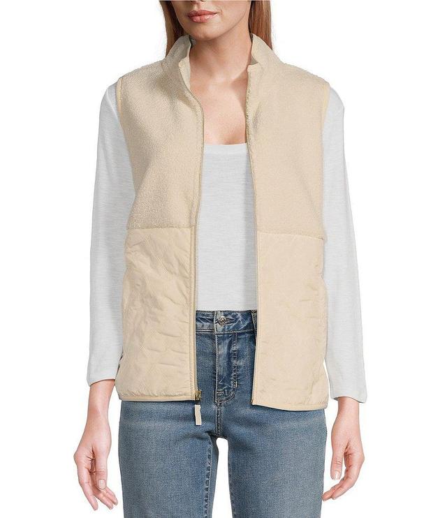 Tommy Bahama Faux Sherpa Quilted Panel Side Zip Pocket Hybrid Vest Product Image