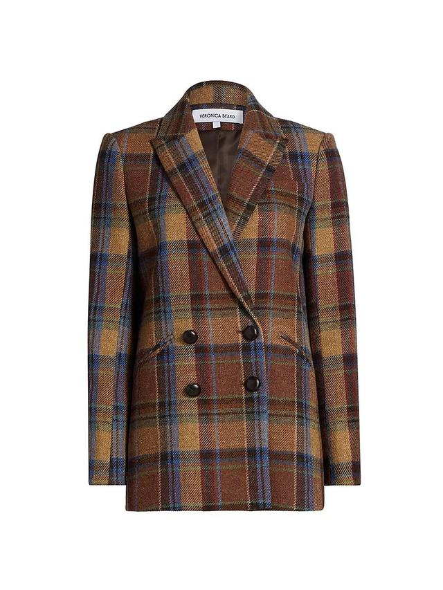 Womens Oria Plaid Virgin-Wool Double-Breasted Jacket Product Image