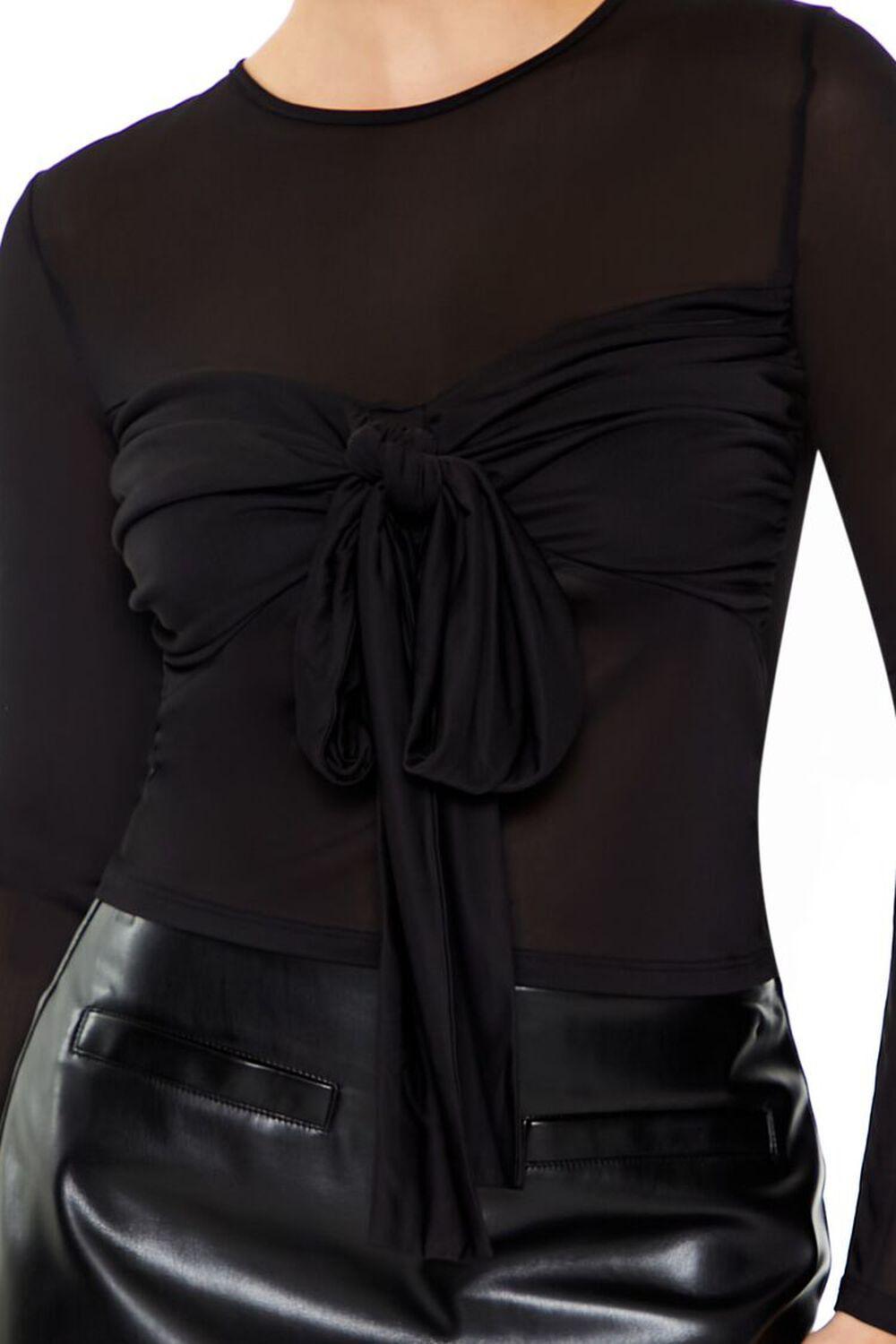 Ruched Mesh Tie-Front Top | Forever 21 Product Image