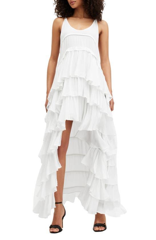 Cavarly Tiered Ruffle Maxi Dress In White Product Image