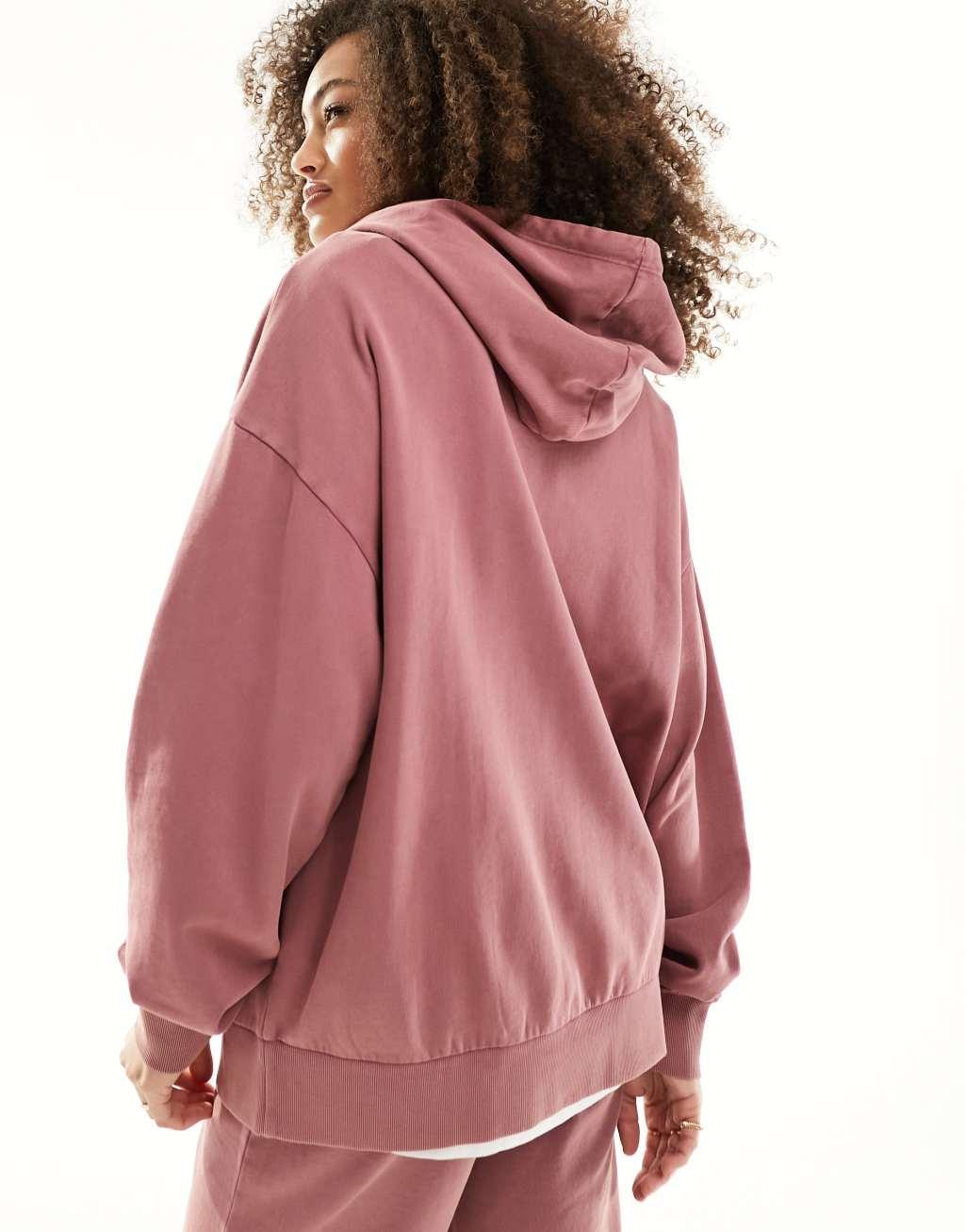 ASOS DESIGN oversized hoodie in washed aubergine Product Image