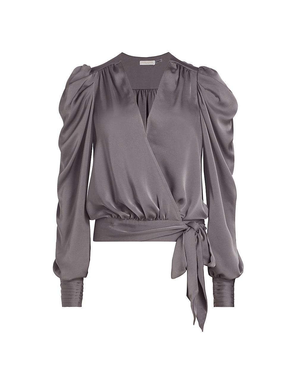 Ramy Brook Pauline Satin Wrap Front Blouse Product Image