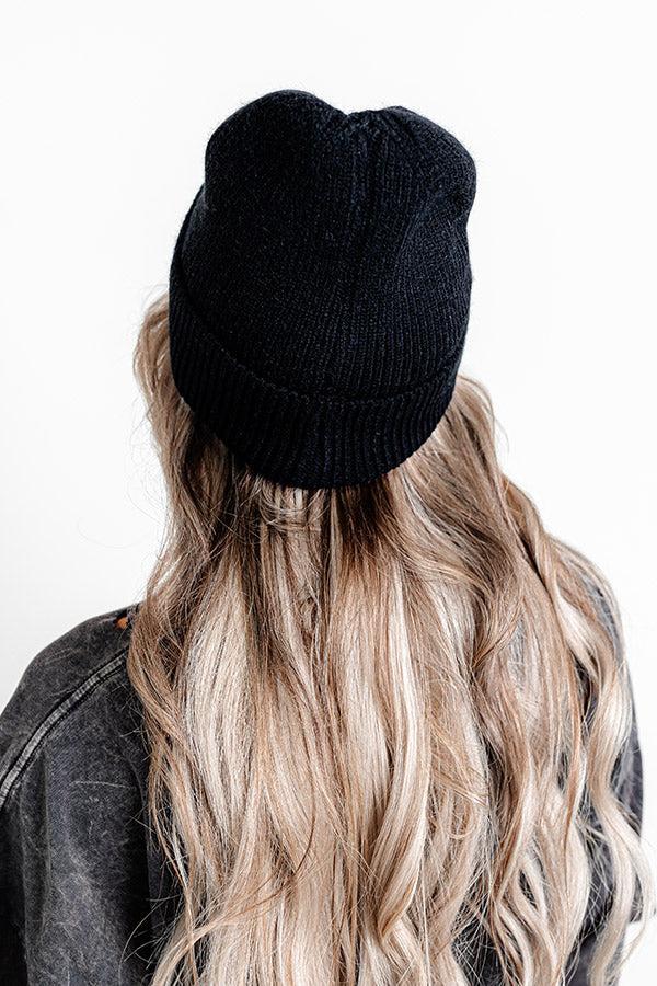 Friendly Smiles Knit Beanie in Black Product Image