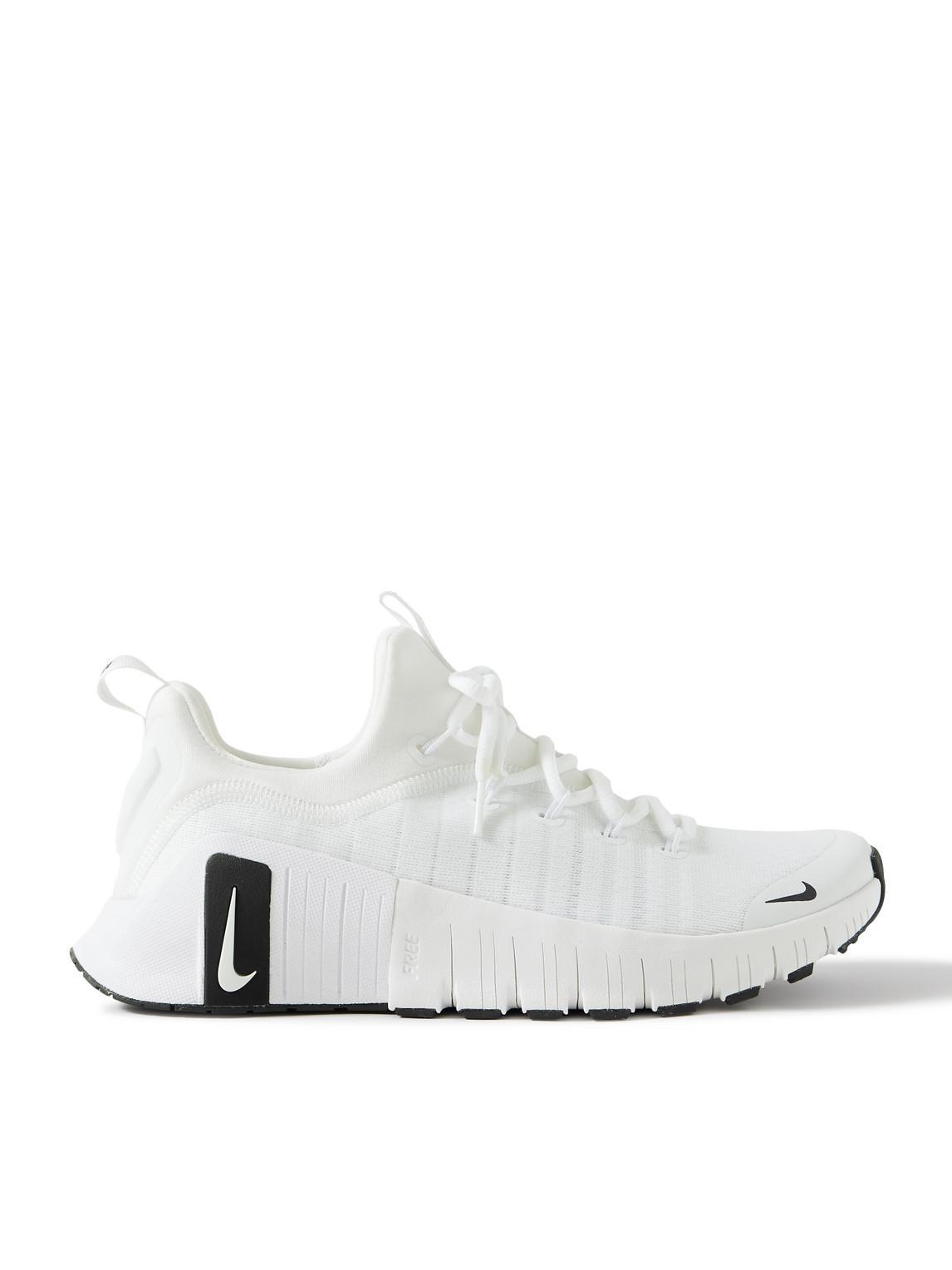 NIKE Free Metcon 6 Rubber-trimmed Mesh Sneakers In White/black Product Image