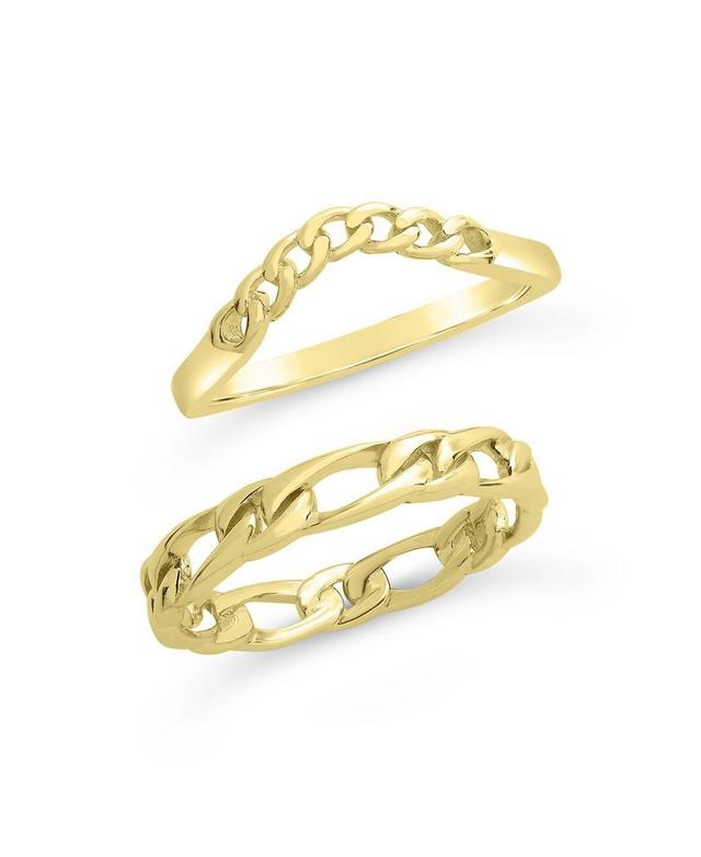 Womens Figaro and Curb Chain Link Ring Set, Pack of 2 Product Image