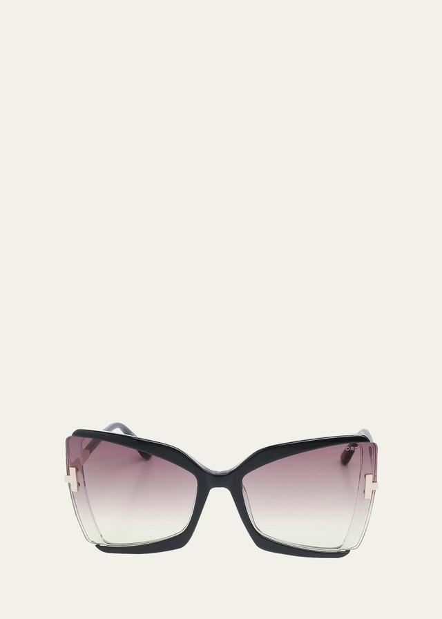 TOM FORD Gia 63mm Oversize Butterfly Sunglasses Product Image