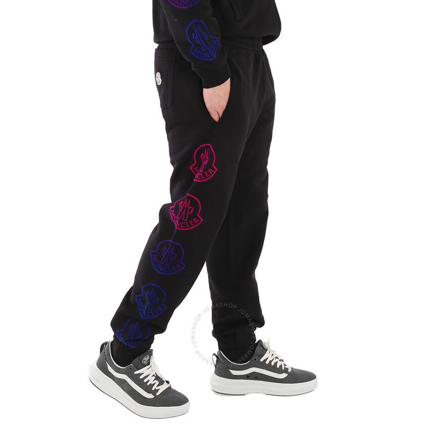 Men's Black Logo Print Cotton Track Pants Product Image