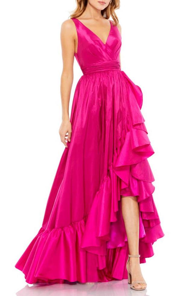 Faux Wrap Tier Gown In Magenta Product Image