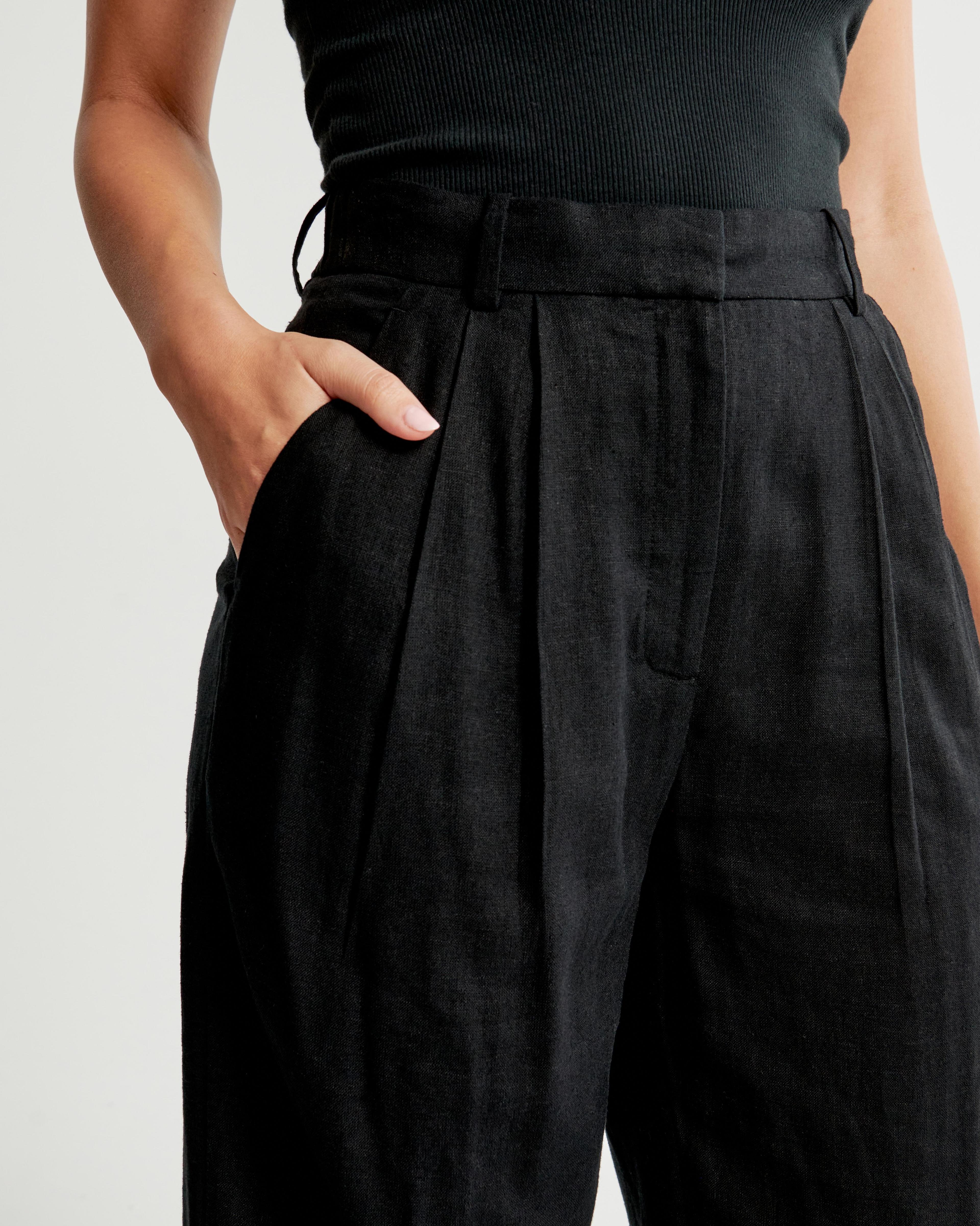 Curve Love A&F Sloane Tailored Linen-Blend Pant Product Image