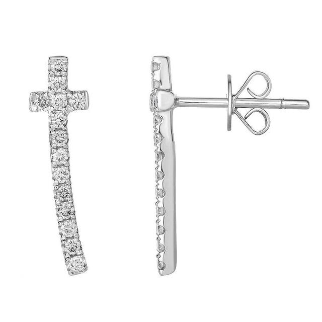 10k White Gold 1/4 Carat T.W. Diamond Cross Earrings, Womens Product Image