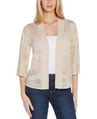 Belldini Womens Metallic Pointelle Stitch Cardigan Product Image