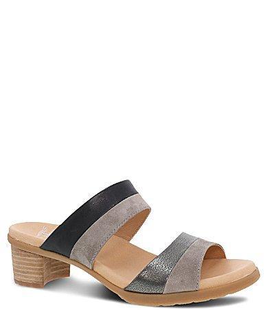 Dansko Theresa Mixed Leather Block Heel Slides Product Image