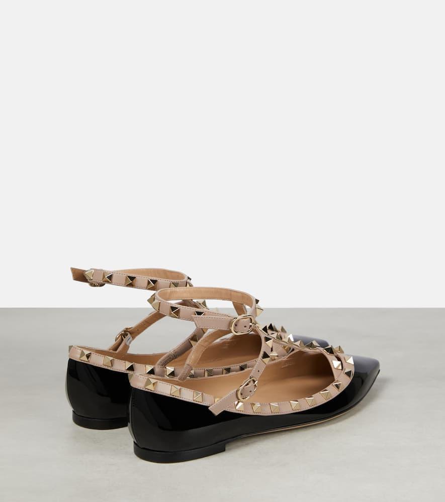 VALENTINO GARAVANI Rockstud Caged Leather Flat In Black Product Image