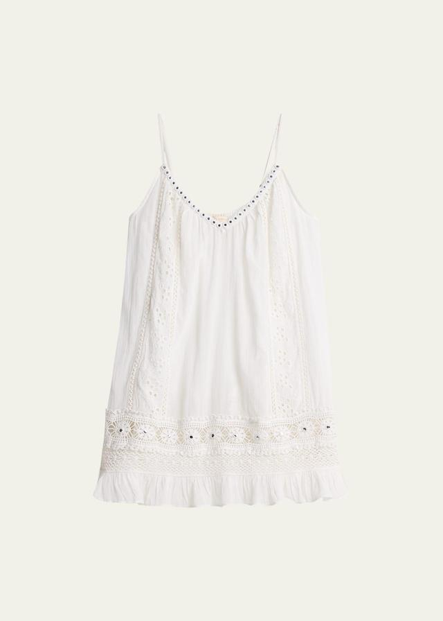 Ramy Brook Laylah Broderie Anglaise Trim Cotton Cover-Up Minidress Product Image