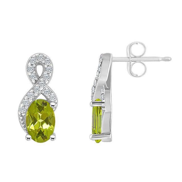 Rhodolite (1-1/8 ct. t.w.) & White Topaz (1/6 ct. t.w.) Looped Drop Earrings in Sterling Silver (Also in Peridot, Citrine, Amethyst, & Blue Top Product Image