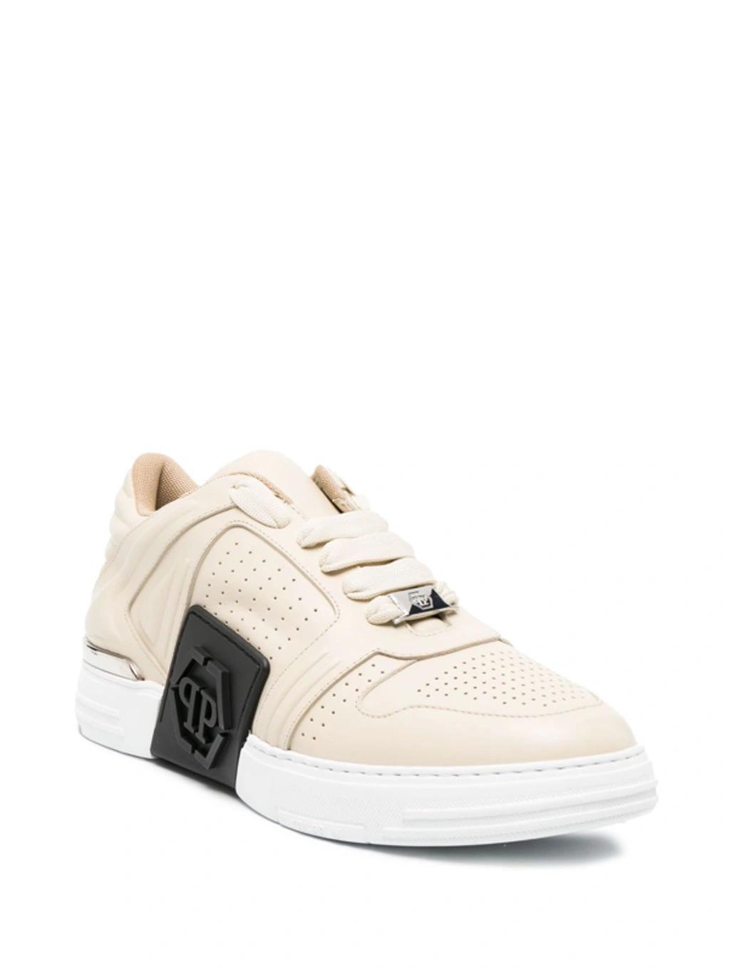 PHILIPP PLEIN Low-top Leather Sneakers In Neutrals Product Image