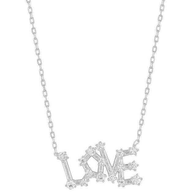 Sunkissed Sterling Cubic Zirconia Love Pendant Necklace, Womens, Silver Product Image