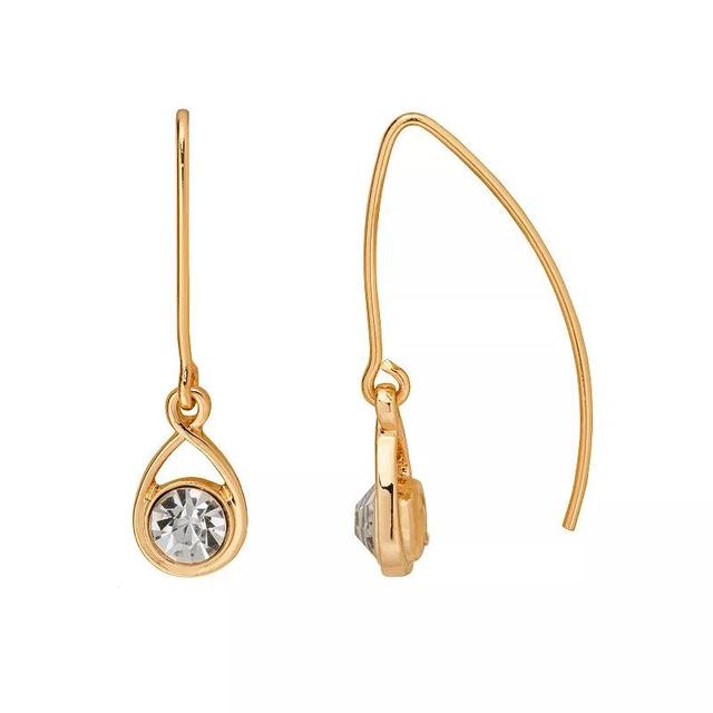 LC Lauren Conrad Gold Tone Crystal Drop Earrings, Womens, Clear Product Image